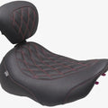 Mustang Wide Tripper Solo Seat w/Backrest Diamond Dark Cherry Stitch #89503DC