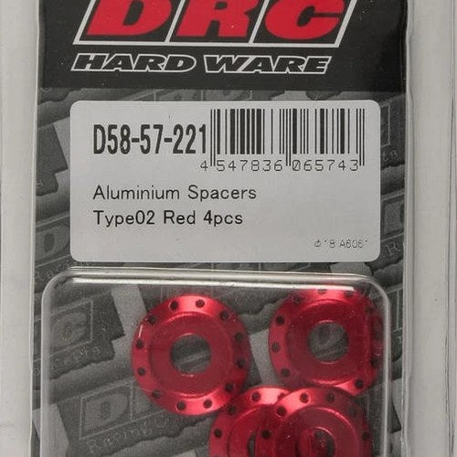 Drc Hard Ware Type 2 Aluminum Spacer M6 x 12mm Red 4-Pack