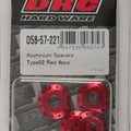 Drc Hard Ware Type 2 Aluminum Spacer M6 x 12mm Red 4-Pack