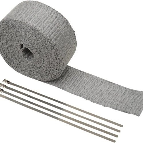 Cycle Performance Exhaust Wrap w/Tie Wraps 1" x 50' Silver