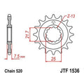 JT Front Sprocket 520 16T #JTF1536.16 for Kawasaki Ninja ZX-6R/Ninja ZX-6R ABS