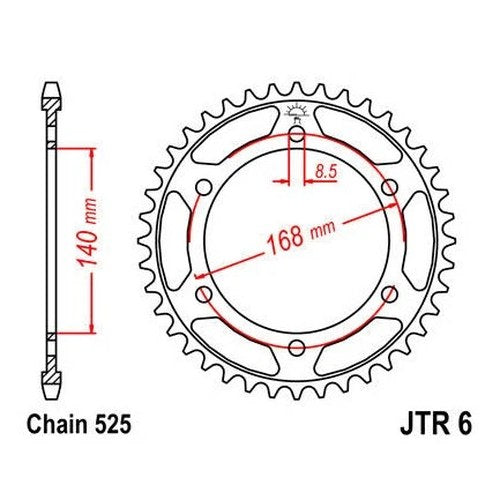 JT Steel Rear Sprocket 525 42T BMW F 800 GS w/8.5 mm Bolts 2008-2018