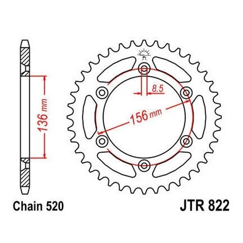 JT Steel Rear Sprocket 520 42T #JTR822.42 fits Husqvarna/Suzuki/Gas