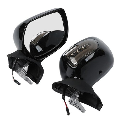 Pair Black Rear view Mirrors LED Turn Signals Fit For Honda GL1800 F6B 2013-2017
