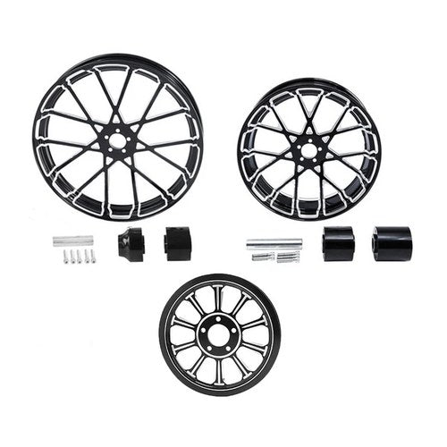 26" Front & 18'' Rear Wheel Rim Hub Belt Pulley Fit For Harley Touring 1997-2008