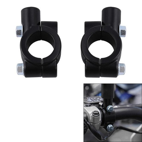 Motorcycle 10mm Mirrors Mount Bracket Clamp 22mm 7/8" Handlebar Black Aluminum