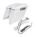 5" Stretched White Saddle Bags & Conversion Bracket Fit For Harley Softail 84-17