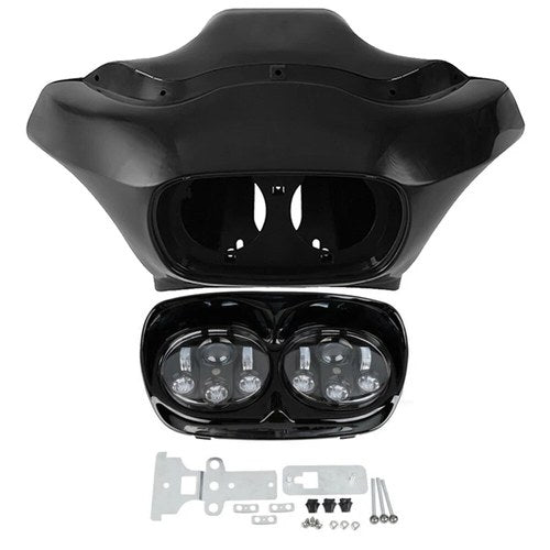 Inner & Outer Fairings W/ Dual LED Headlight Fit For Harley Road Glide 1998-2013