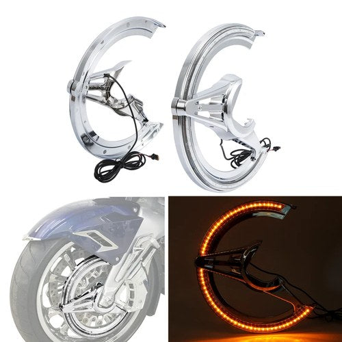 Front Brake Rotor Covers w/ LED Light Fit For Honda Goldwing GL1800 2018-2025