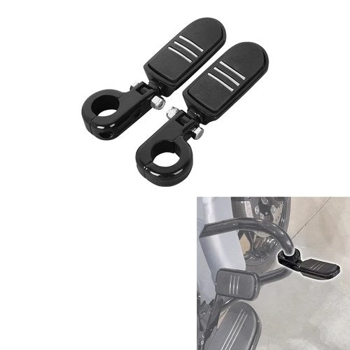 Black 1-1/4" Highway Crash Bar Foot Pegs w/ Mount Fit For Harley Honda Yamaha