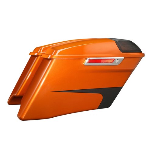 4'' Hard Saddlebags Fit For Harley Road Glide 14-24 Scorched Orange/Black Denim
