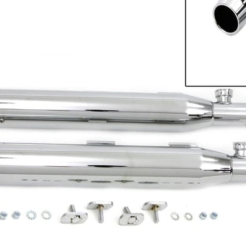 Chrome Slip On Muffler Set With Chrome Tips for Harley-Davidson