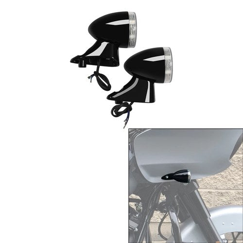 Black Front Turn Signals Amber Light Fit For Harley Touring Road Glide 2015-2024