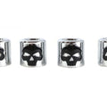 Pushrod Cover Cup Set Chrome with Black Skull Design for Harley-Davidson