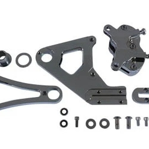 Chrome Rear 4 Piston Caliper and Bracket Kit for Harley-Davidson