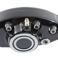 Black Front 1 Piston Banana Caliper with Bullseye for Harley-Davidson