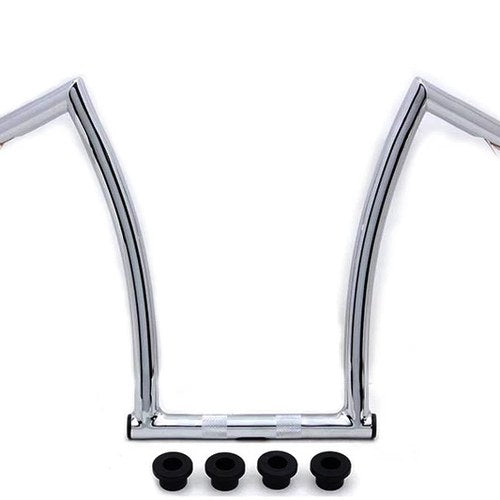 15 inch Chrome ChiZeled Z-Bar Handlebar with Indents for Harley-Davidson