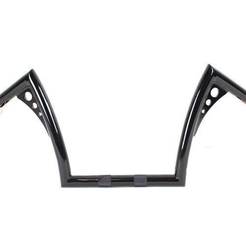 10 inch Z-Bar Handlebar with Wiring Indents and Holes Black for Harley-Davidson