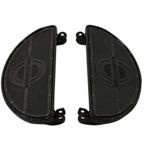 Replica Driver Gloss Black Footboard Set with Logo for Harley-Davidson