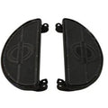 Replica Driver Gloss Black Footboard Set with Logo for Harley-Davidson