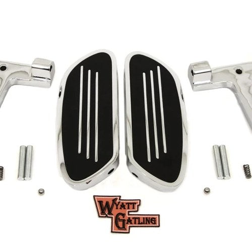 Wyatt Gatling Chrome Passenger Footboard Kit for Harley-Davidson