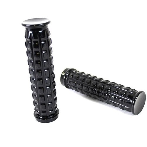 Black Grained Style Handlebar Grip Set for Harley-Davidson