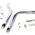 Straight Down Drag Pipe Set Chrome with Heat Shields for Harley-Davidson
