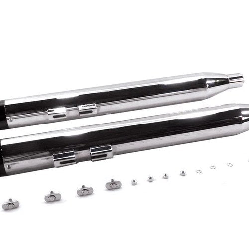 Chrome Muffler Set with Slash Cut End Tips for Harley-Davidson
