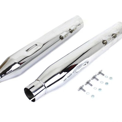 Wyatt Gatling Muffler Set Chrome with Chrome Slash Down Tip for Harley-Davidson