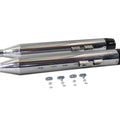 Chrome Muffler Set with Black Medium Tapered End Tips for Harley-Davidson