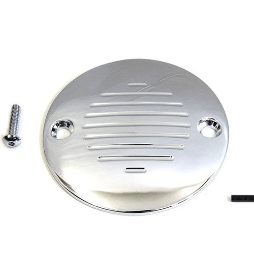 Grooved Ignition System Cover 2-Hole Chrome for Harley-Davidson