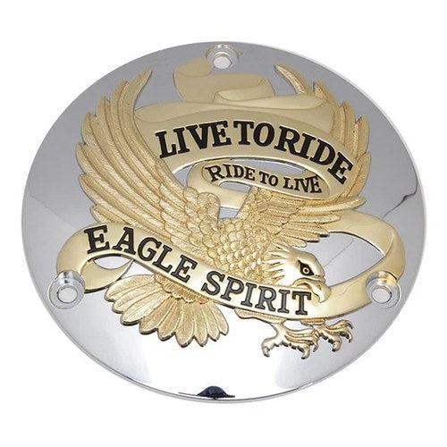 Eagle Spirit Derby Cover Gold Inlay for Harley-Davidson
