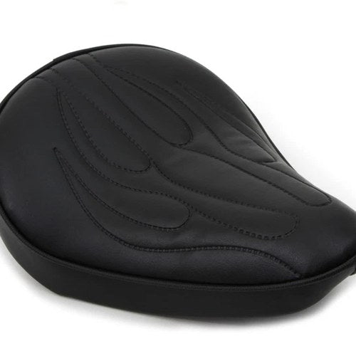 Black Solo Seat with Flame Stitch for Harley-Davidson