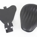 Bates Solid Mount Solo Seat Black Leather for Harley-Davidson