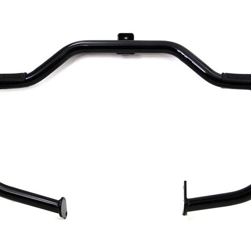 Black Front Engine Bar with Footpeg Pads for Harley-Davidson
