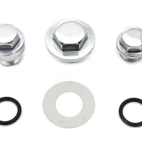 Oil Pump Screen Relief Plug Set Chrome for Harley-Davidson