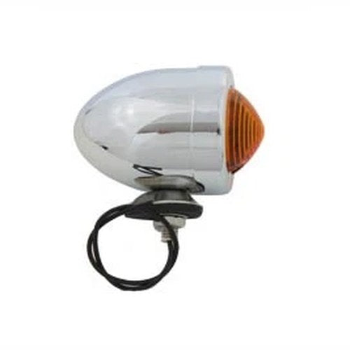 Chrome Bullet Marker Lamp Amber Single Filament for Harley-Davidson
