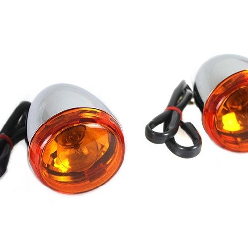 Chrome Torpedo Style Rear Turn Signal Set for Harley-Davidson