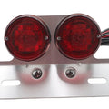 Chrome Twin Round Tail Lamp with Alloy License Bracket for Harley-Davidson