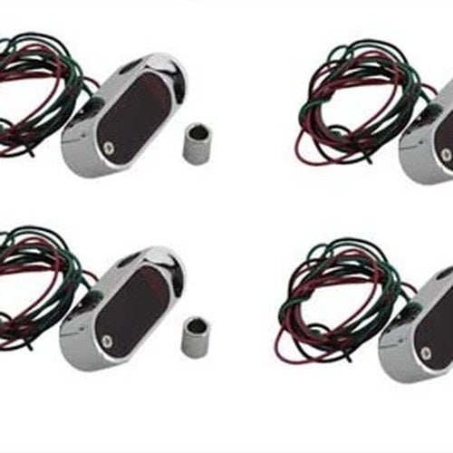 Chrome Mini Marker Lamp Set LED with Red Lens for Harley-Davidson
