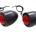 Black Bullet Marker Lamp Set with Red Lens for Harley-Davidson