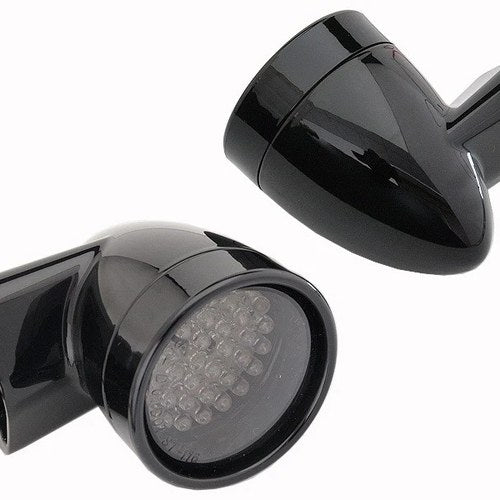 Black Revox Bullet LED Rear Turn Signal Set for Harley-Davidson