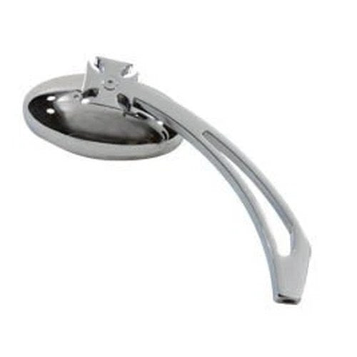 Chrome Oval Mirror with Billet Slotted Stem for Harley-Davidson
