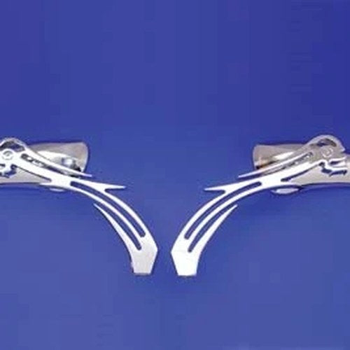 Chrome Teardrop Mirror Set with Billet Skull Stems for Harley-Davidson