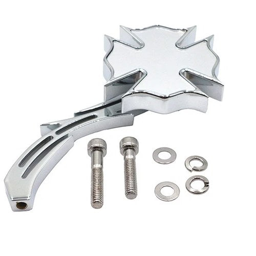 Chrome Firefighter Mirror with Billet Skull Stem for Harley-Davidson