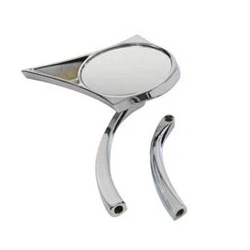 Chrome Spike Oval Mirror with Solid Billet Stems for Harley-Davidson