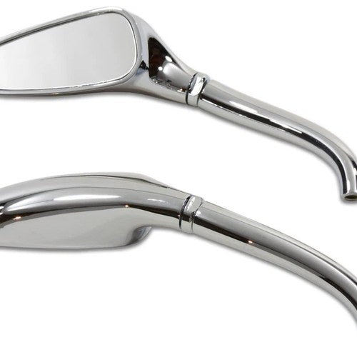 3D Style Mirror Set with Round Stems Chrome for Harley-Davidson