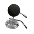 Round Flame Mirror Set Chrome with Round Stems for Harley-Davidson
