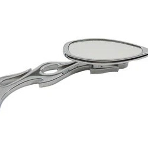 Teardrop Mirror with Billet Flame Stem Chrome for Harley-Davidson