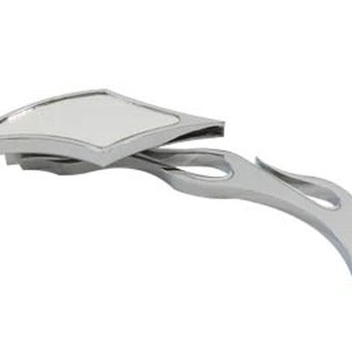 Druid Mirror with Flame Style Billet Stem for Harley-Davidson